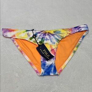 Polo Ralph Lauren Spiral Tie-Dyed Devin Hipster Multi Bikini Bottom Small